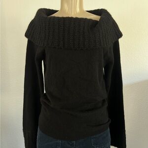 Neiman Marcus Black Off-Shoulder Sweater